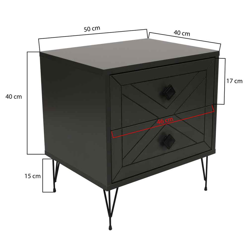 Cevano Wooden Side Table with Metal Legs in Anthracite