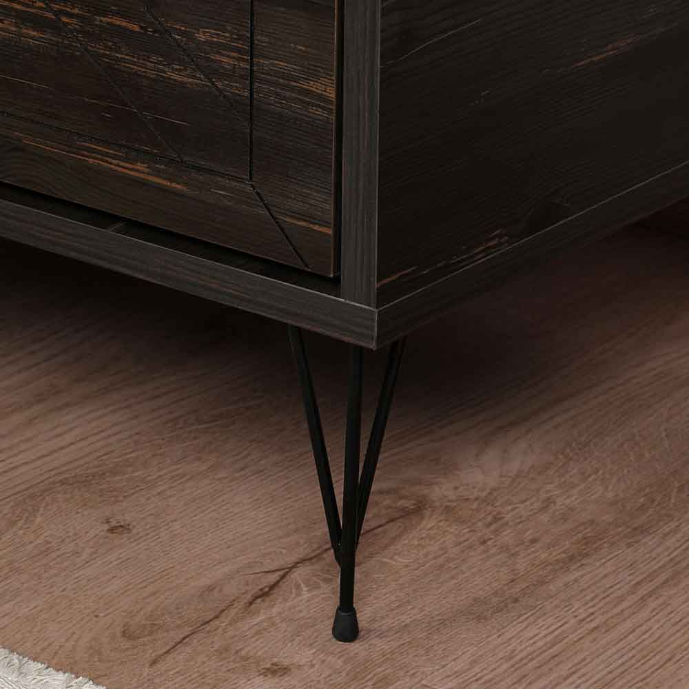 Cevano Wooden Side Table with Metal Legs in Dark Brown