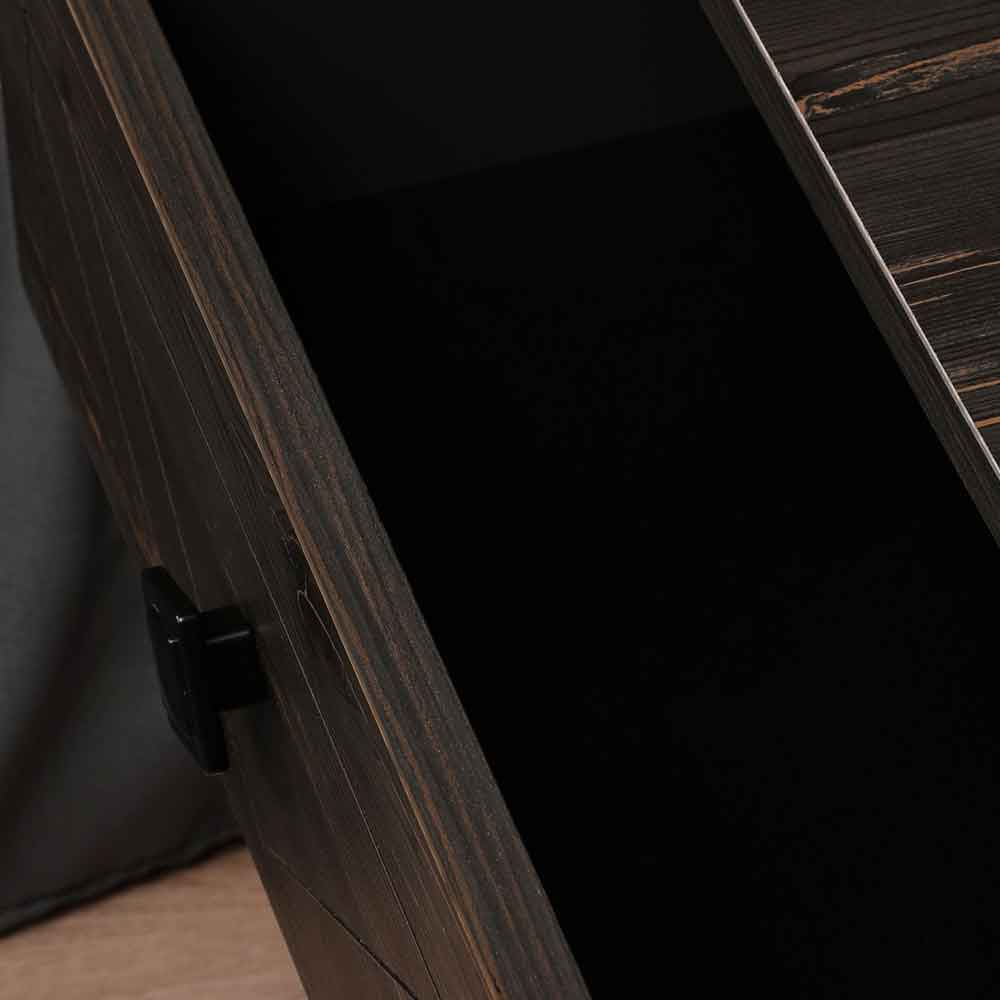 Cevano Wooden Side Table with Metal Legs in Dark Brown