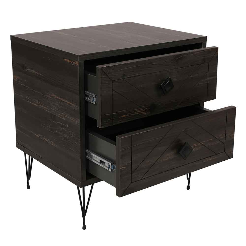 Cevano Wooden Side Table with Metal Legs in Dark Brown