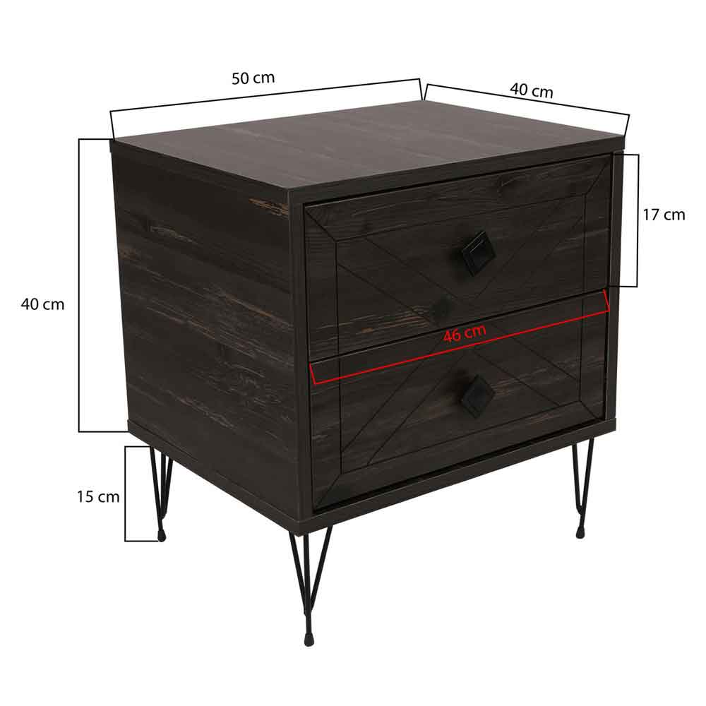 Cevano Wooden Side Table with Metal Legs in Dark Brown