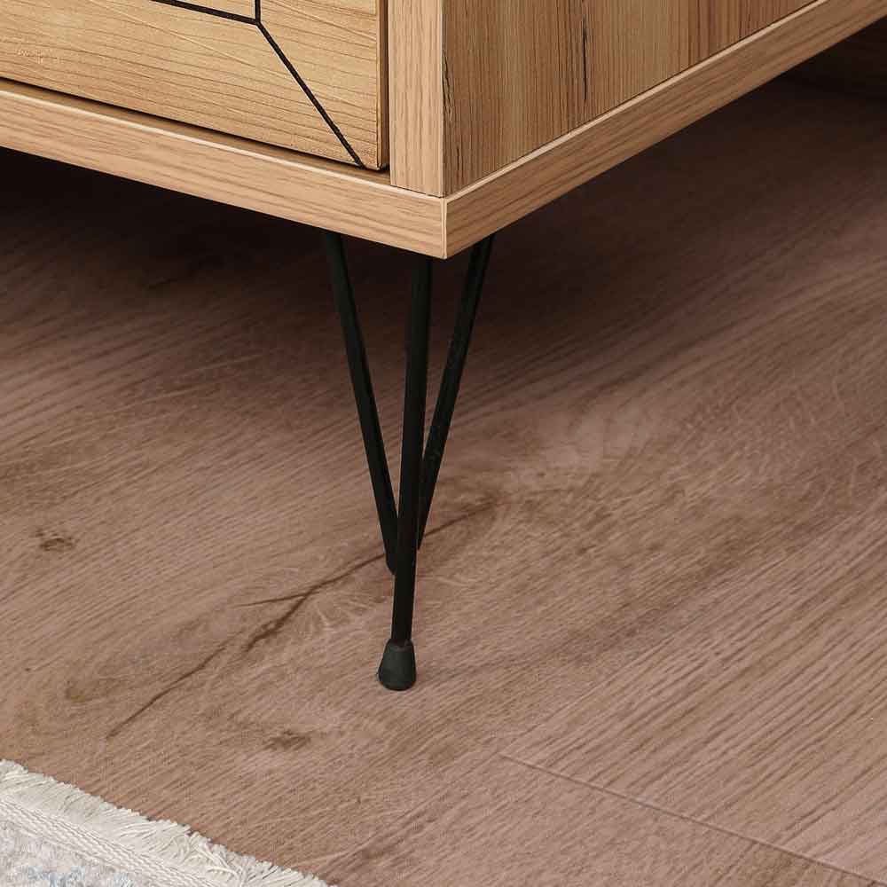 Cevano Wooden Side Table with Metal Legs in Pine