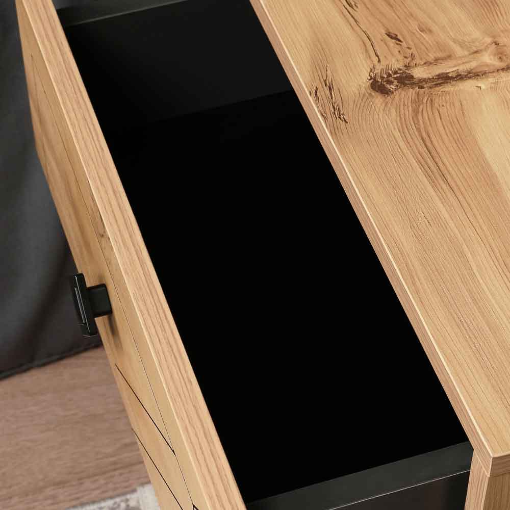 Cevano Wooden Side Table with Metal Legs in Pine