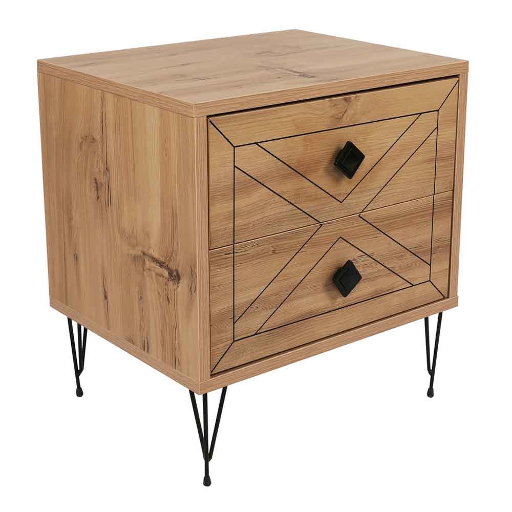 Cevano Wooden Side Table with Metal Legs in Pine