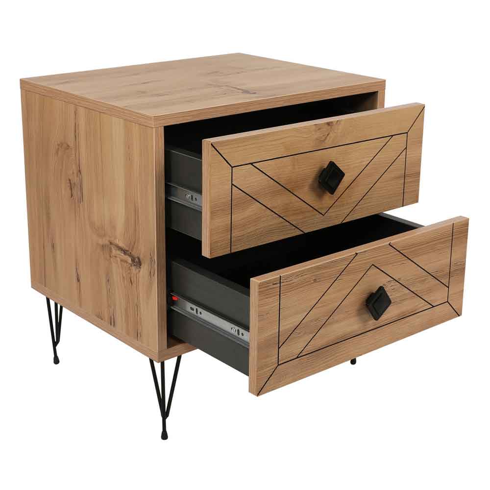 Cevano Wooden Side Table with Metal Legs in Pine