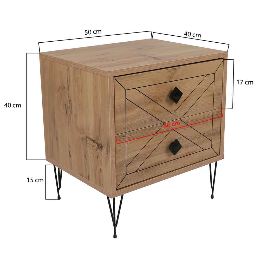 Cevano Wooden Side Table with Metal Legs in Pine