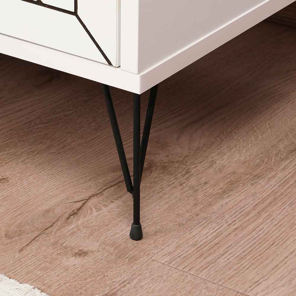 Cevano Wooden Side Table with Metal Legs in White