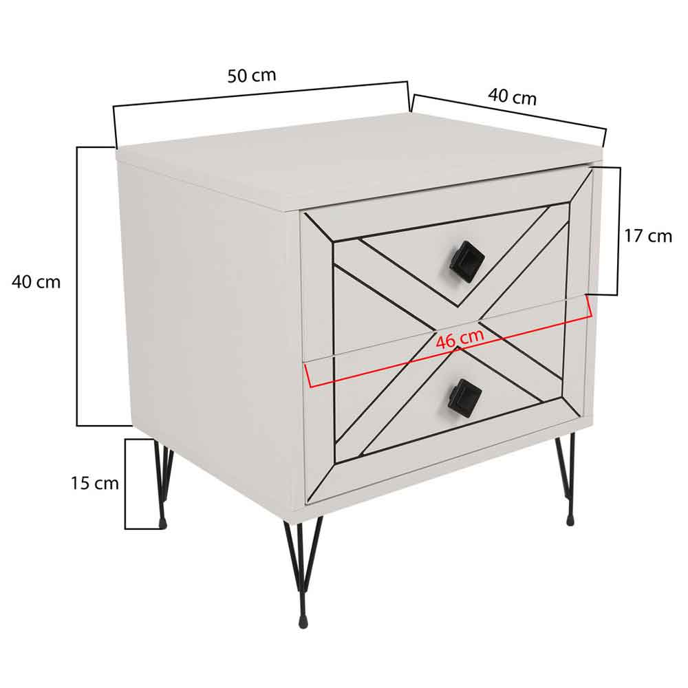 Cevano Wooden Side Table with Metal Legs in White