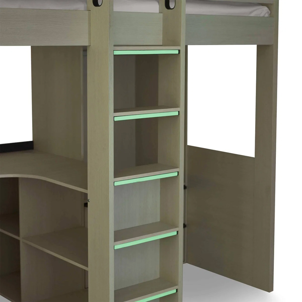 Cevlune Wooden Highsleeper Bunk Bed with Desk in White