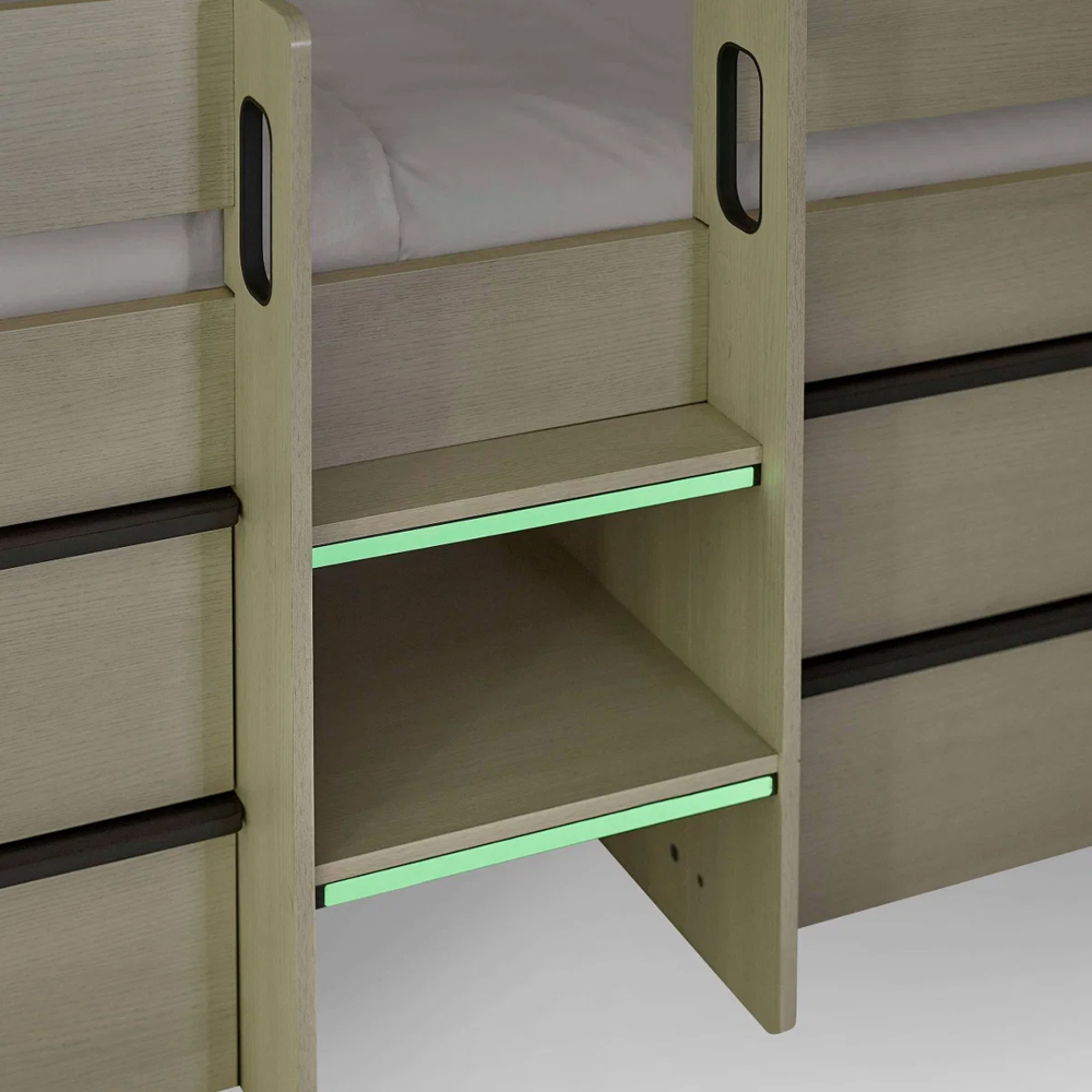 Cevlune Wooden Midsleeper Bunk Bed with Drawers in White