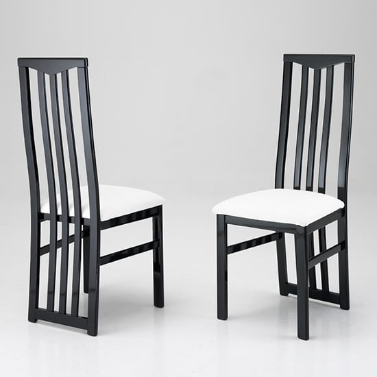 Cexa Wooden Dining Chair In Black With White Seat