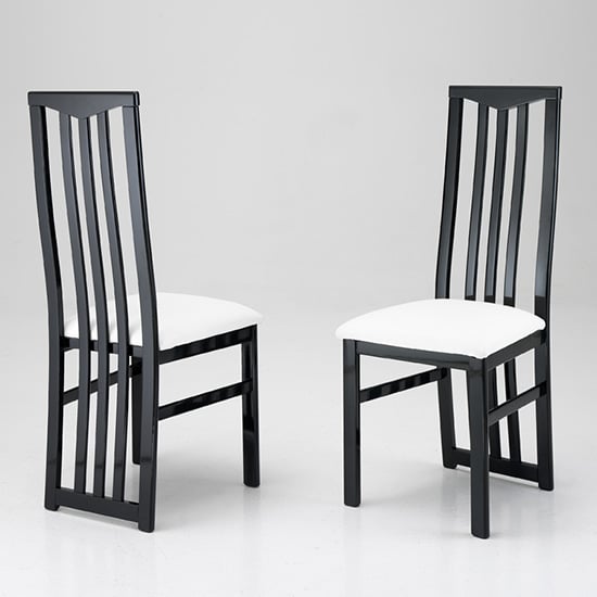 Read more about Cexa black wooden dining chairs with white seat in pair