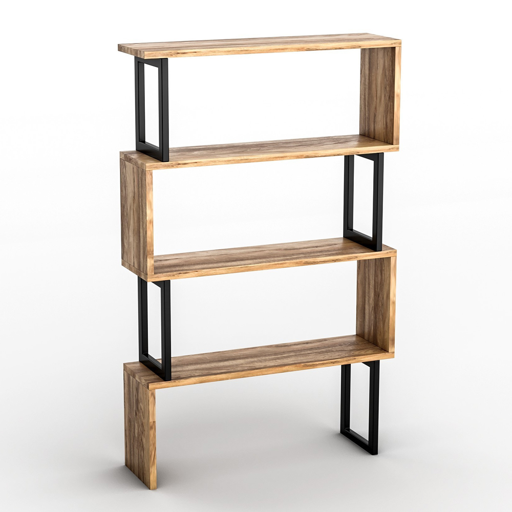 Ceyra Wooden Bookcase With 4 Shelves In Walnut