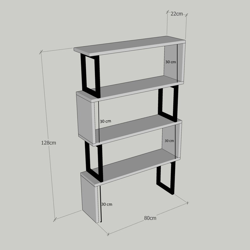 Ceyra Wooden Bookcase With 4 Shelves In Walnut