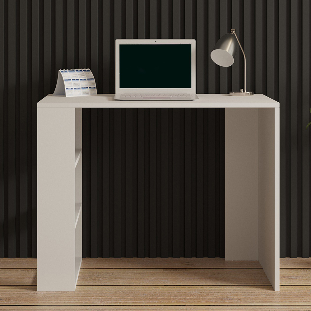 Ceyvani Wooden Laptop Desk With 3 Shelves In White