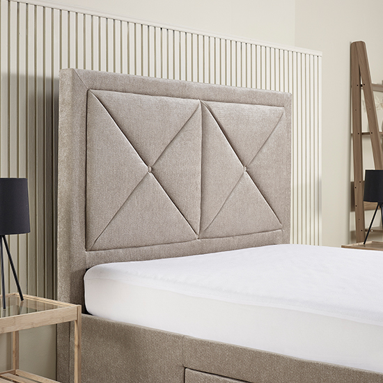 Cezanne Fabric Double Bed With Drawers In Mink