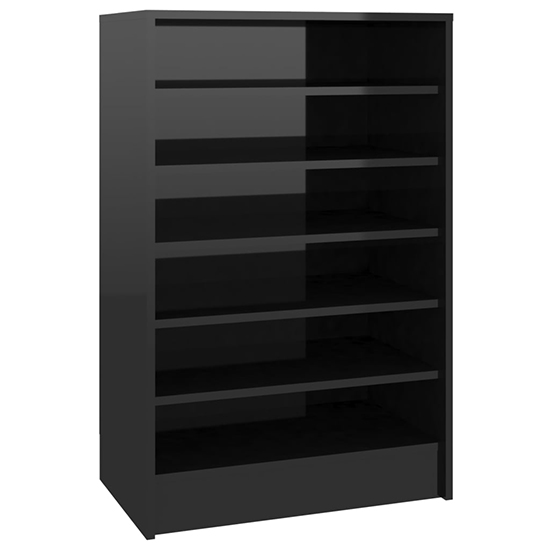 Cezary High Gloss Shoe Storage Rack With 7 Shelves In Black_2