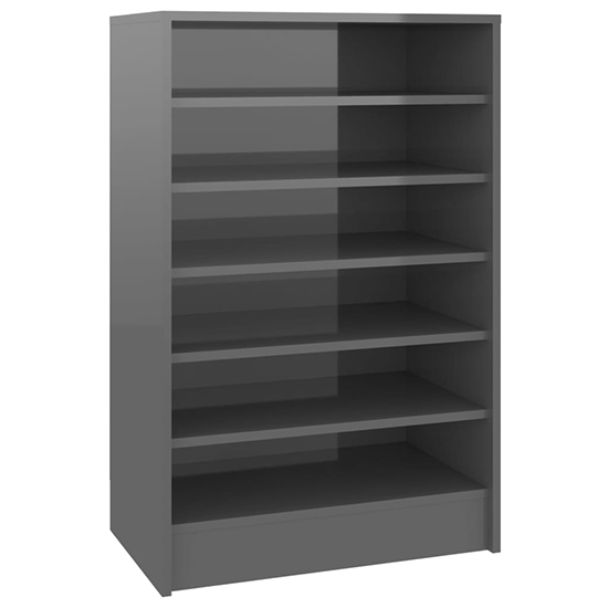 Cezary High Gloss Shoe Storage Rack With 7 Shelves In Grey_2