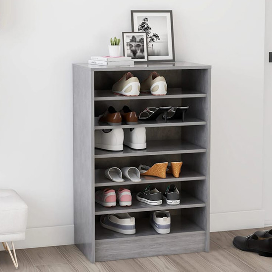 Cezary Shoe Storage Rack With 7 Shelves In Concrete Effect