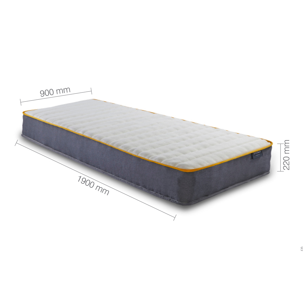 Chadron Fabric Single Mattress In White Blue