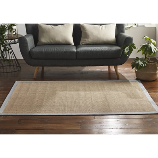 Chelsea Small Jute Rug With Cotton Grey Border