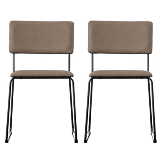Read more about Chalk brown faux leather dining chairs in a pair