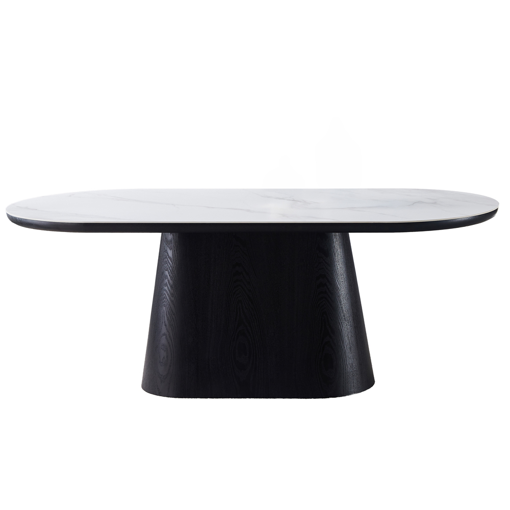 Chambly Rectangular Sintered Stone Top Dining Table in White And Black