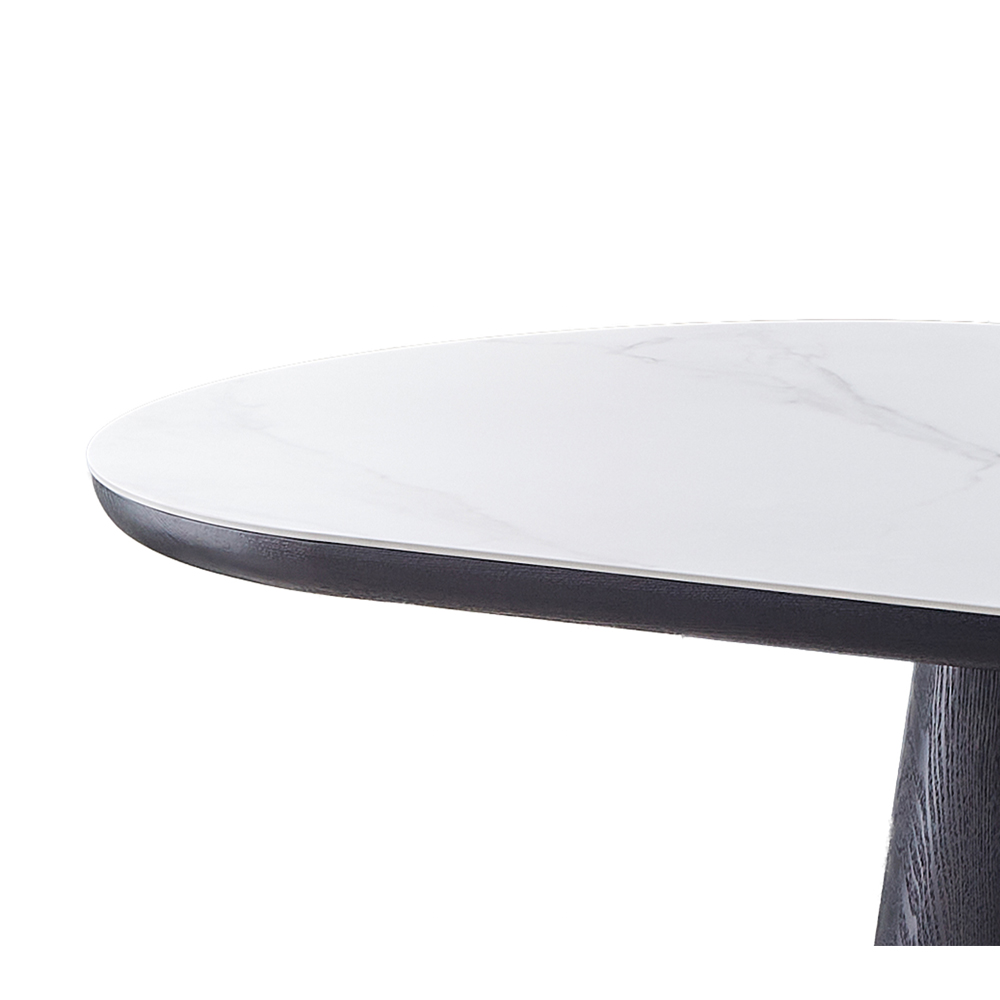 Chambly Rectangular Sintered Stone Top Dining Table in White And Black