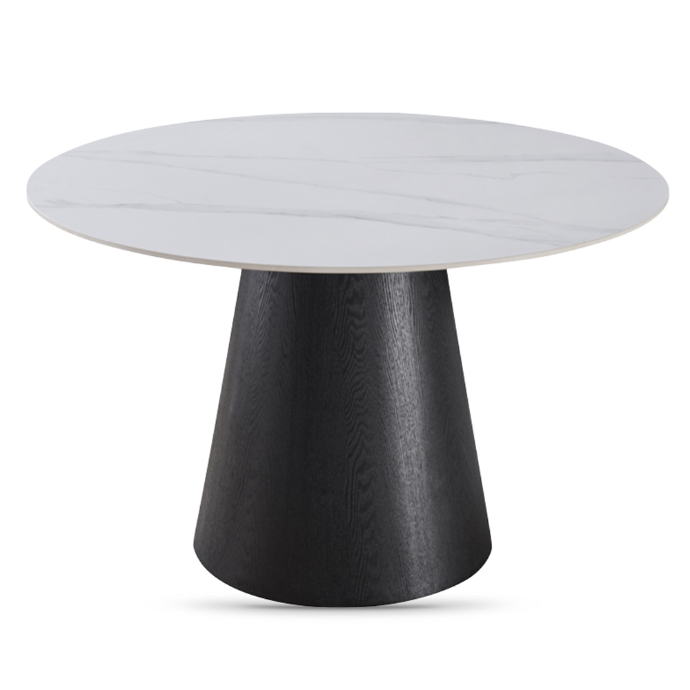 Chambly Round Sintered Stone Dining Table in Black and White