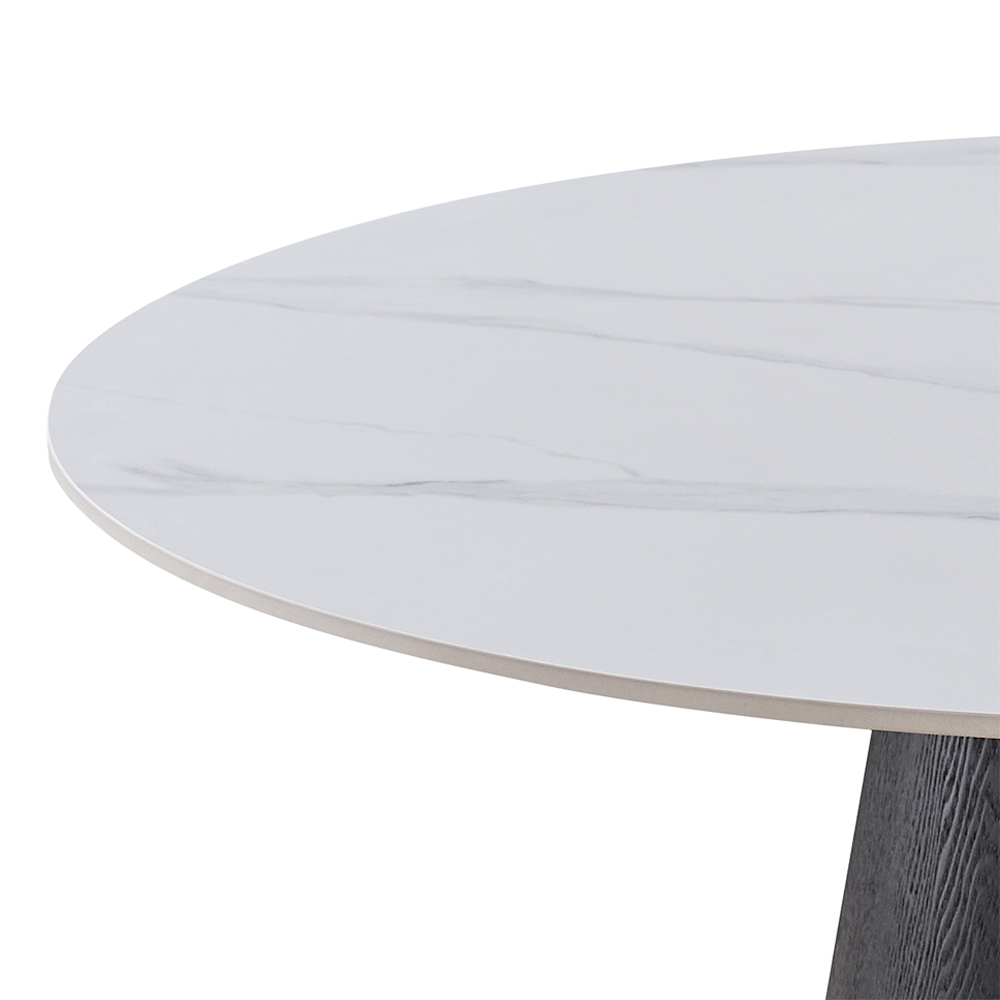 Chambly Round Sintered Stone Top Dining Table in Black and White