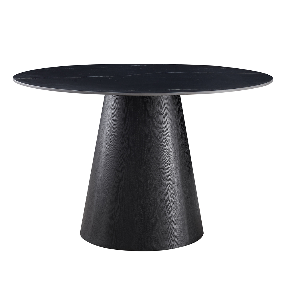 Chambly Round Sintered Stone Top Dining Table in Black