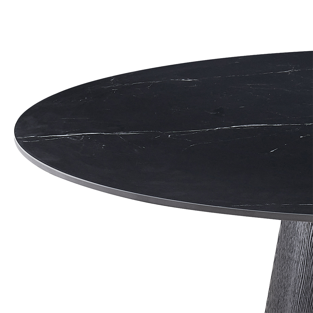Chambly Round Sintered Stone Top Dining Table in Black