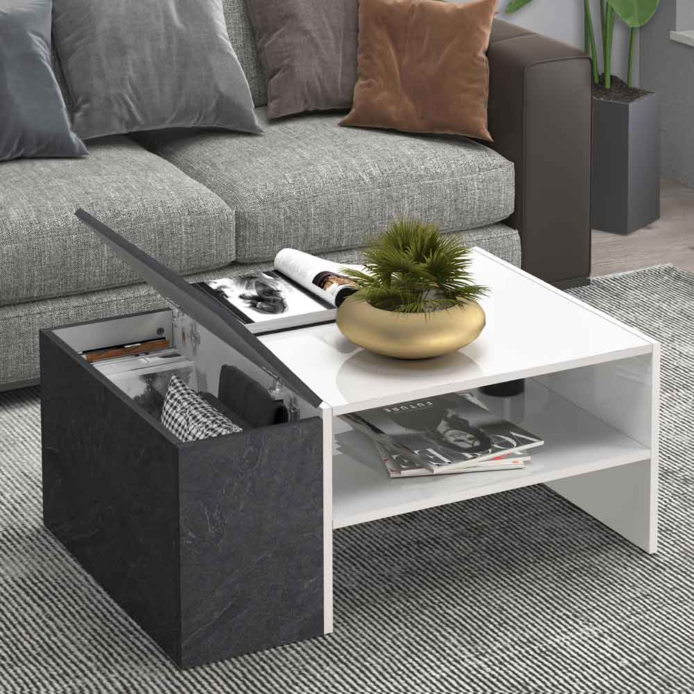 Chandler High Gloss Coffee Table In White And Dark Grey