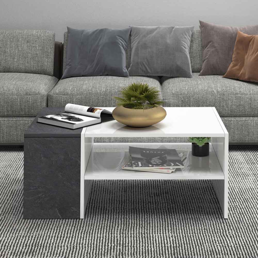 Chandler High Gloss Coffee Table In White And Dark Grey