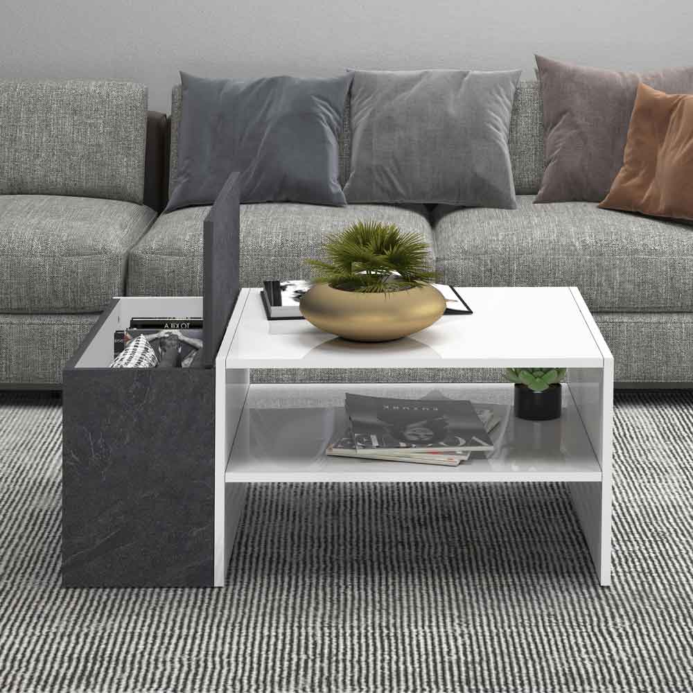 Chandler High Gloss Coffee Table In White And Dark Grey