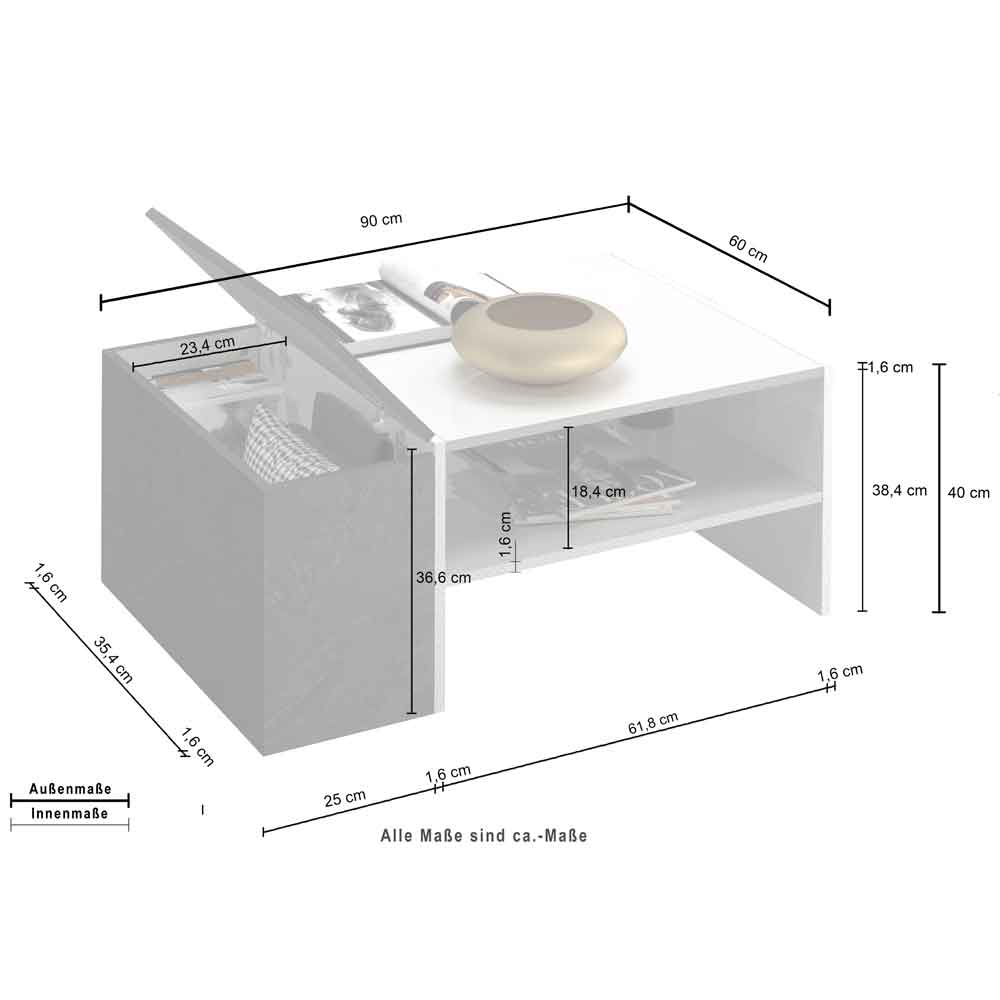 Chandler High Gloss Coffee Table In White And Dark Grey