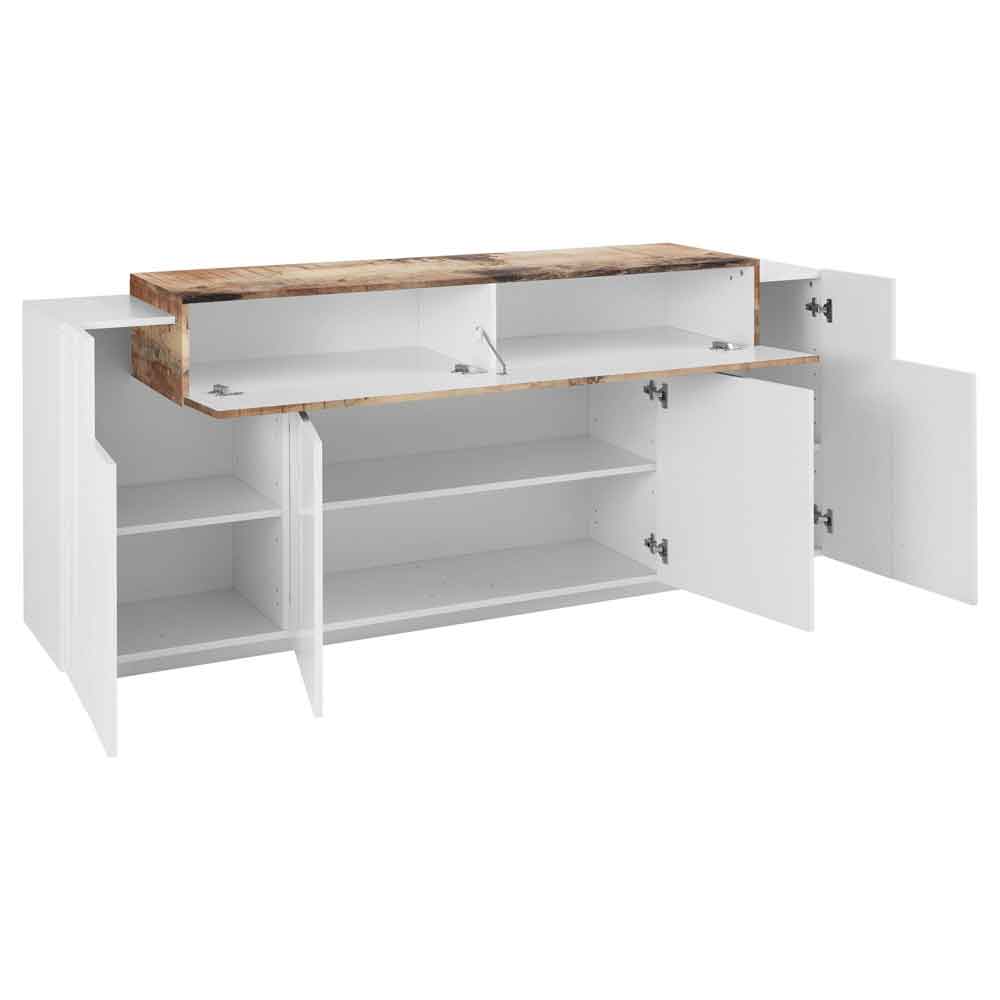 Chandler High Gloss Storage Unit With 2 Doors 1 Flap In White And Pereira