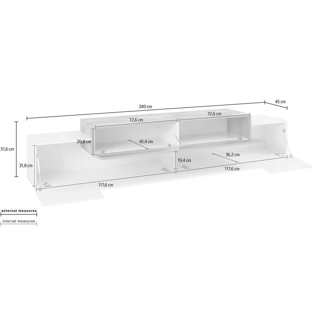 Chandler Large High Gloss TV Stand With 3 Flap Doors In White And Report