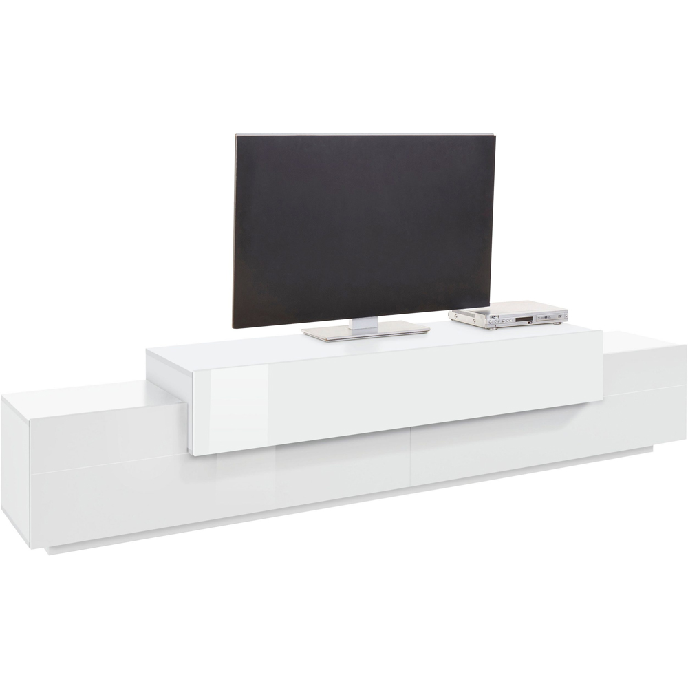 Chandler Large High Gloss TV Stand With 3 Flap Doors In White
