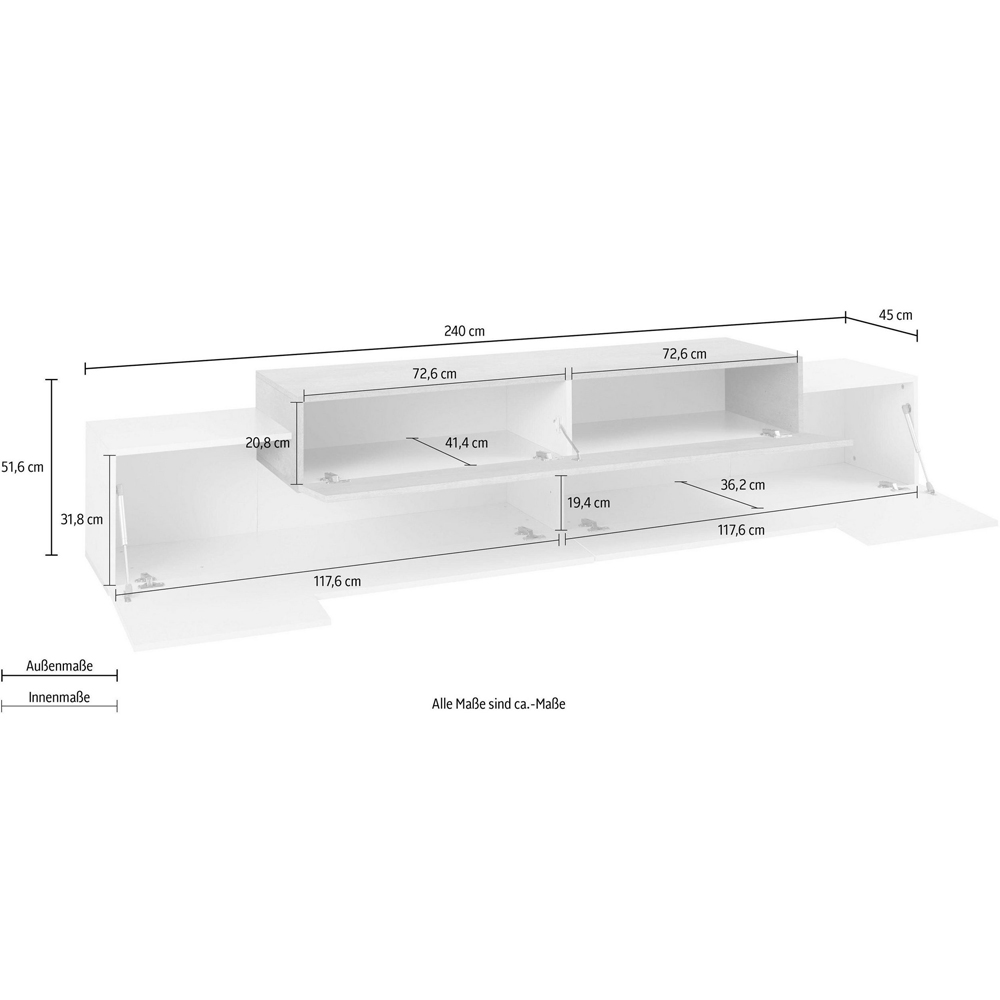 Chandler Large High Gloss TV Stand With 3 Flap Doors In White