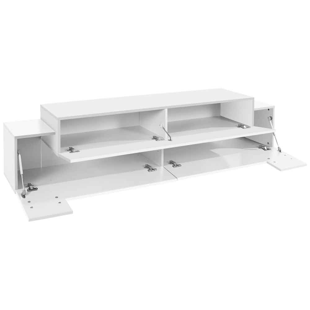 Chandler Small High Gloss TV Stand With 3 Flap Doors In White