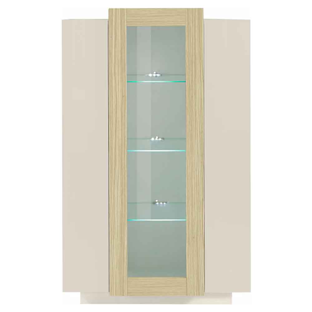 Chandler Wooden Display Cabinet With 3 Doors In Cashmere And Chopin Oak