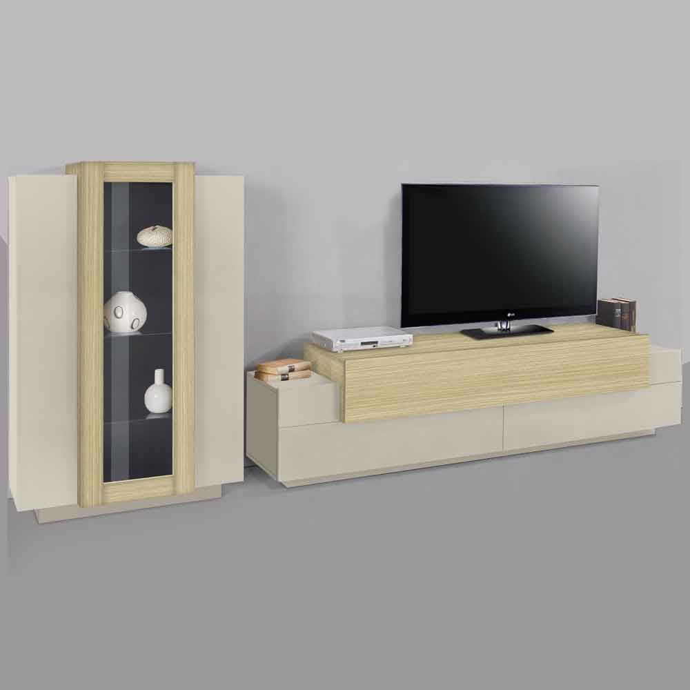 Chandler Wooden Entertainment Unit In Cashmere And Chopin Oak