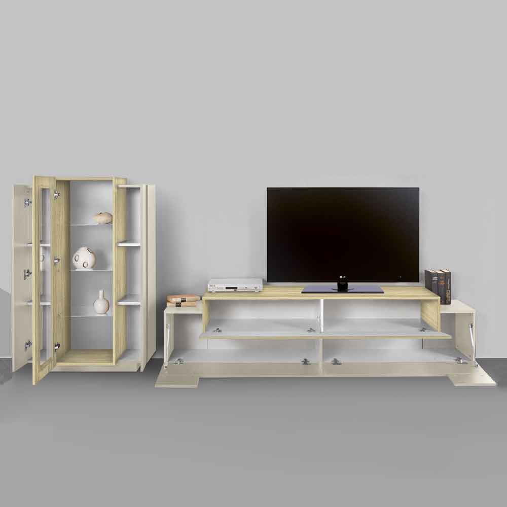 Chandler Wooden Entertainment Unit In Cashmere And Chopin Oak