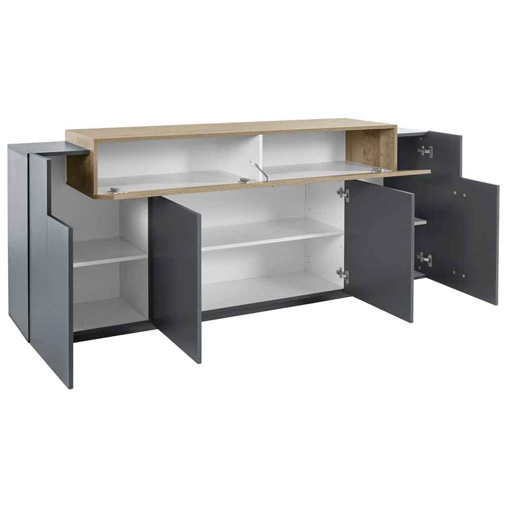 Chandler Wooden Storage Unit With 2 Doors 1 Flap In Anthracite And Oak