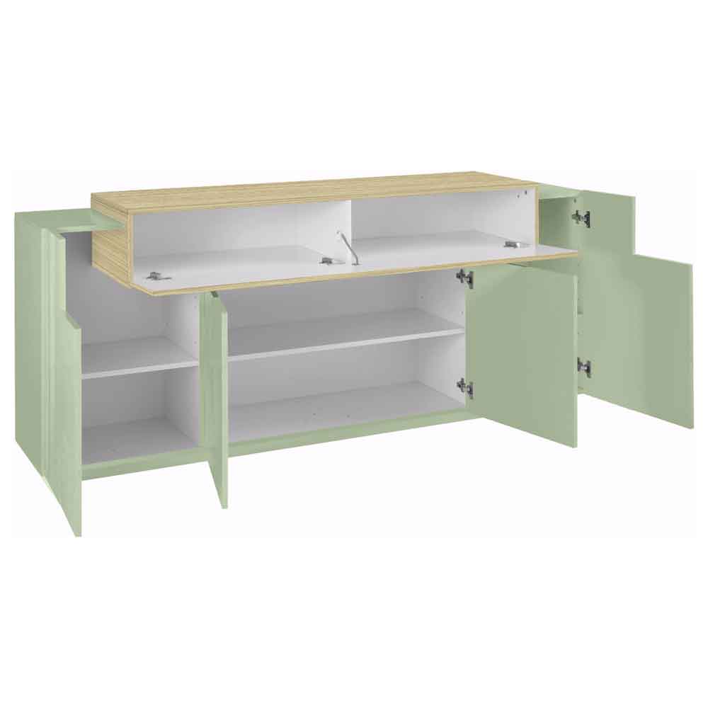 Chandler Wooden Storage Unit With 2 Doors 1 Flap In Sage Green And Chopin Oak
