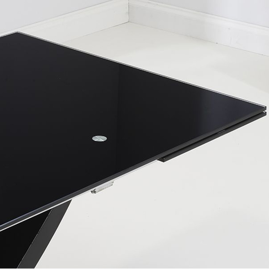 Chanelle Extending Glass Dining Table In Black With Chrome Base_4