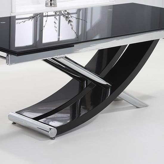 Chanelle Extending Glass Dining Table In Black With Chrome Base_5