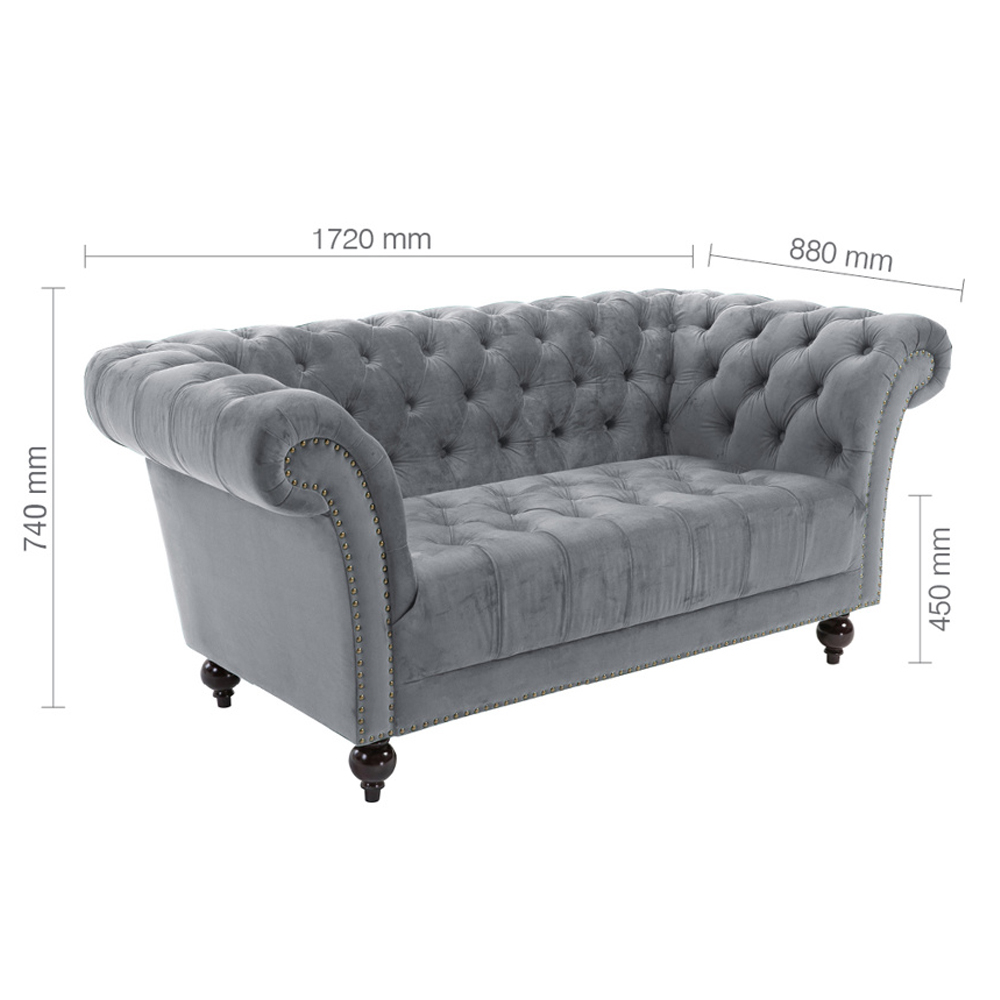 Chanter Fabric 2 Seater Sofa In Grey