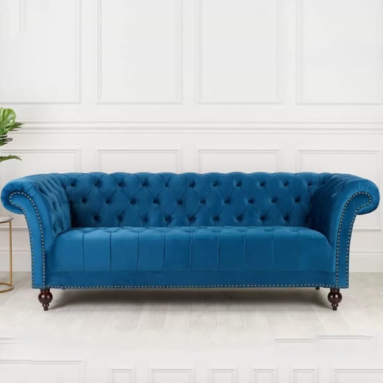 Product photograph of Chanter Fabric 3 Seater Sofa In Midnight Blue from Furniture in Fashion